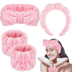 Description: Introducing our luxurious spa headband and wristband set, designed to elevate your skincare and beauty routine. Made with high-quality materials, the spa headband is lined with sponge and covered with terry cloth for ultimate softness and water-absorbency. The accompanying wristband is crafted from coral velvet, providing a comfortable and practical solution for preventing spills during face washing. The unique design features a fluffy, flower-like sponge crown that not only adds a Headband Skincare, Face Wash Headband, Headband Sports, Sports Hair, Sponge Headband, Face Washing, Sport Hair, Luxurious Spa, Makeup Removal