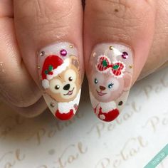 ダッフィー＆シェリーメイ Gel Nail Art Designs, Art Disney, Nails 2024, Art Nails, Christmas Nail, Disney Trip, Gel Nail Art