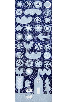 an image of a blue and white wall hanging