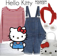 a hello kitty outfit with overalls and headband is featured in the image above