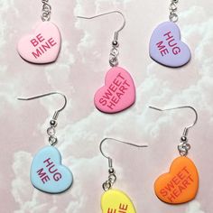 Cute Multicolor Cheap Heart Earrings, Cheap Cute Multicolor Heart Earrings, Handmade Heart-shaped Novelty Earrings, Cheap Kawaii Heart-shaped Earrings, Multicolor Heart-shaped Kawaii Jewelry, Crazy Earrings, Homemade Earrings, Hearts Valentines, Quirky Jewelry