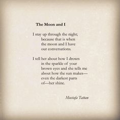 the moon and i poem written in black ink