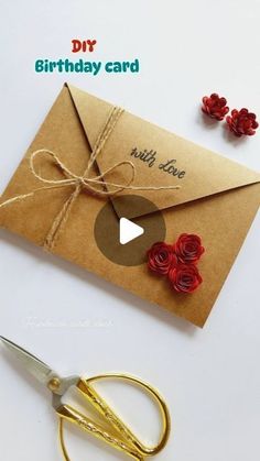 a video demonstrating how to make a handmade birthday card with paper roses and twine