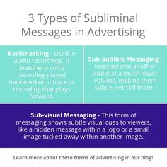 the three types of subliminal messages in advertising are shown below text that reads sub - visual messaging