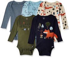 PRICES MAY VARY. Includes five long sleeve Onesies bodysuits Features expandable lap shoulder necklines & high-positioned bottom snaps for easier changes Perfect for layering or wearing solo. Provides all-day comfort and warmth. Makes a great baby shower gift. Pair with our coordinating baby clothing & other accessories Blue color scheme with fox-themed art Blue Tan Color Scheme, Accessories Blue, Newborn Sets, Gerber Baby, Baby Burp Cloths, New Baby Girls, Long Sleeve Onesie, Short Sleeve Bodysuit, Boys Long Sleeve