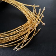 Elegant Gold Bead Necklaces For Party, Elegant Party Gold Beaded Necklaces, Elegant Gold Beaded Necklaces For Parties, Elegant Gold-plated Beaded Necklaces, Elegant Party Beaded Necklaces With Gold Beads, Rose Gold Wire Wrapped Jewelry For Party, Elegant Gold Choker With Round Beads, Multi-strand Gold Jewelry For Celebration, Party Gold Plated Beaded Jewelry