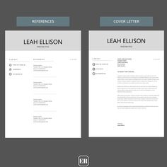 two resume templates, one in grey and the other in white