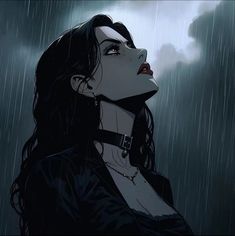 a woman standing in the rain with her eyes closed