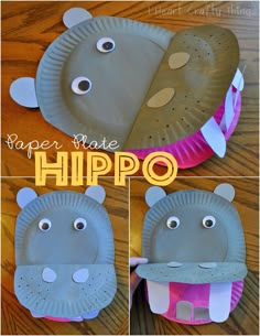 paper plate hippo craft for kids to make