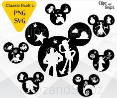 the silhouettes of mickey mouse and other disney characters