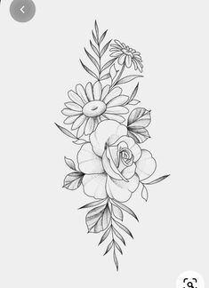 a black and white flower tattoo design