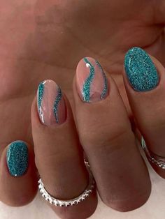 Flash Nails Design, Turquoise Nail Ideas, Universal Nails, Turquoise Nail Art, Pure Nails, Teal Nail Designs, January Nail Designs, Teal Nails, Turquoise Nails