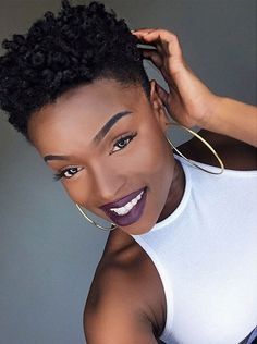 50 Short Hairstyles for Black Women | StayGlam Female Low Cut Hairstyles, Low Cut Hairstyles, Short Natural Hairstyles, Short Natural Haircuts, Cut Hairstyles, Short Curly Haircuts