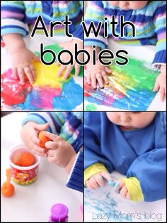 a collage of photos with the words art with babies