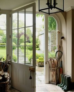 an open door leading into a well lit room