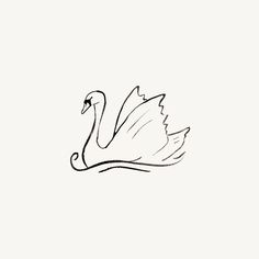 a black and white drawing of a swan