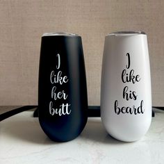 I Like His Beard, I Like Her Butt Champagne Flute Wine Tumbler, Wedding Engagement Anniversary Valentine's Day Gifts For Couple Husband Wife Bride Groom, His And Hers Gifts For Couple(6oz, Black&White) Couple Tumbler Cups, Wife Wedding Day Gift, Bride And Groom Hey Dudes, Black And Wine Wedding Colors, Gifting Business, Cup Business, Wedding Water Bottles, Registry Ideas, Wedding Renewal