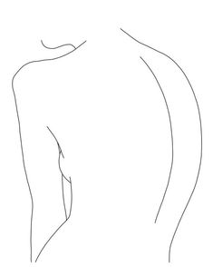 the back view of a woman's body in black and white, with lines on it