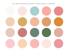 an image of different colored circles with the words instagramm story highlight covers on them