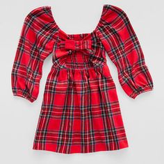 Whether for casual wear or special occasions, this Thereabouts A-line dress for little and big girls is a stylish addition to her wardrobe thanks to its red plaid design, smocked top, and cute bow on the back. It's made from 100% cotton ensuring comfortable all-day wear and has a square neckline, long sleeves, and a knee-length. Closure Type: Tie, Pullover HeadNeckline: Square NeckSleeve Length: Long SleeveDress Length: Knee LengthFiber Content: 100% CottonFabric Description: WovenCare: Tumble D Smocked Top, A Line Dresses, Cute Bow, Plaid Design, Plus Dresses, Cute Bows, Girls Long Sleeve, Dress Red, Red Plaid