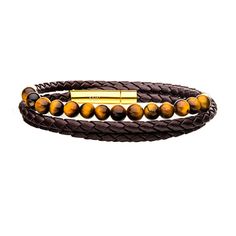 "Show off your style with this men's Double Wrap Beaded Leather bracelet. Show off your style with this men's Double Wrap Beaded Leather bracelet. Length: 8.25 in. Metal: stainless steel Plating: yellow ion plated Finish: polished Additional details: braided leather Packaging: boxed Please note, due to the high value of this item, a signature may be required upon delivery. Size: 8.25"". Color: Brown. Gender: male. Age Group: adult." Casual Brown Leather Beaded Bracelets, Adjustable Brown Bracelet With Stainless Steel Clasp, Masculine Brown Bracelets With Stainless Steel Clasp, Brown Beaded Leather Bracelets, Brown Leather Beaded Bracelets, Brown Leather Beaded Bracelets With Round Beads, Leather Packaging, Beaded Leather Bracelet, Double Wrap Bracelet