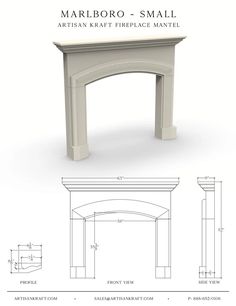 an architectural drawing of a fireplace mantel