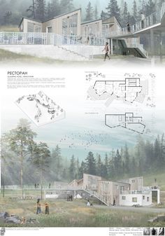 an architectural drawing shows the different sections of a house and its surrounding area, including two levels