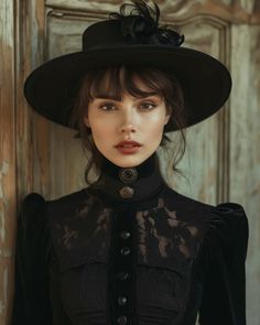 a portrait photo of a elegant woman from Victorian era england, in the style of Indiana Jones, gothic aesthetic Victorian Character Inspiration, Gothic Victorian Photoshoot, Gothic Style Aesthetic, Victorian Fantasy Aesthetic, Victorian Female Fashion, Headmistress Aesthetic, Vintage Gothic Outfits, Vampire Aesthetic Woman, Victorian Aesthetic Girl