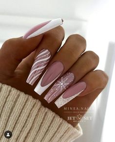 Ballet Nails, French Nail Designs, Christmas Nail Designs, Holiday Nails, False Nails, French Nails