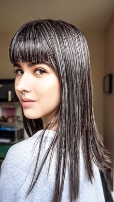 Bangs and Salt and Pepper goodness Grey Hair Wig, Pepper Hair, Grey Hair Don't Care, Cheap Human Hair Wigs, Salt And Pepper Hair, Grey Hair Inspiration, Gray Hair Growing Out, Short Human Hair Wigs, Natural Gray Hair