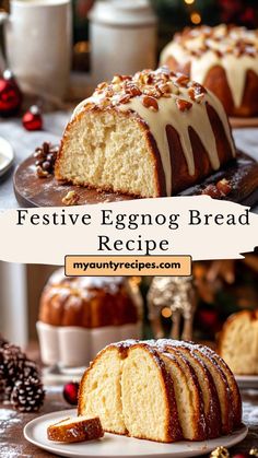 festive eggnog bread recipe with white icing