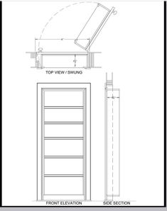 an architectural drawing showing the top view and side section