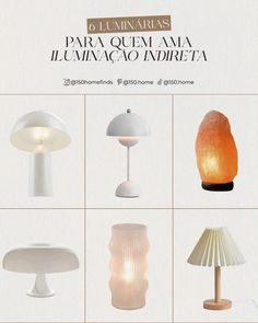 an image of different lamps on display with captioning in spanish and english language