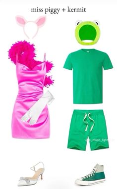 an image of a frog costume and other items in the shape of a woman's outfit