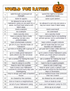 the halloween word list for kids to use