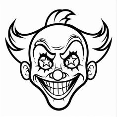 Discover Clown Coloring Pages - Creative Fun Awaits Clown Tattoo Stencil, Clown Canvas Painting, Clown Face Drawing, Clown Coloring Pages, Easy Tattoos To Draw, Images To Color, Comic Book Tattoo, Nightmare Before Christmas Drawings, Scary Drawings