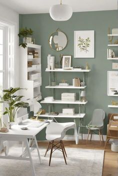 home decor interior design, interior design space planning, kitchen designs, home paint colors Mint Green Office, Office Color Scheme, Home Office Paint Colors, Wall Color Schemes, Office Paint Colors, Wall Color Combination