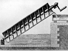 an old drawing of a large telescope on top of a brick wall