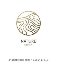 the logo for nature design is shown in gold and white colors on a white background