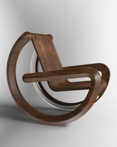 a rocking chair made out of wood and metal