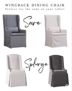 the wingback dining chair is upholstered and has four different colors to choose from