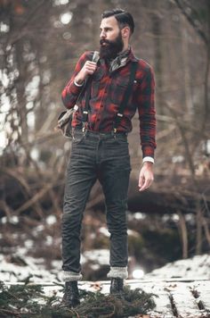 Suspenders, flannel, cuffed skinnies, and combat boots. Excellent. Characters References, Cartoon Men, Lumberjack Style, Mode Shoes, Gentleman's Wardrobe, Nice Guys, Men's Haircuts, Boys Style, Awesome Sauce