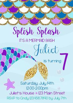 a mermaid birthday party with an under the sea theme and colorful fish scales on it