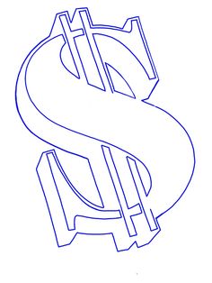 a dollar sign drawn in blue ink