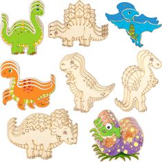 PRICES MAY VARY. Interesting design: you will get 24 pieces dinosaur wooden cutouts in 8 different dinosaur designs, 3 pieces for each design, including pterosaur, tyrannosaurus, a dinosaur just come out of its shell and etc.; Sufficient quantity and various styles can meet your craft needs and you can enjoy the wood painting fun with your friends and family Reliable material: these dinosaur shaped unfinished wood pieces are made of quality plywood, each piece measures about 2 mm thick, which ar Paint Crafts For Kids, Paint Crafts, Dinosaur Crafts, Dinosaur Theme Party, Party Deco, Navidad Diy, Wooden Cutouts, Dinosaur Design, Dinosaur Kids