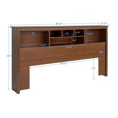 an image of a desk with measurements for the top and bottom drawers on it's sides