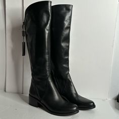 Nwt Emmanuelle Crasto Knee High Leather Boots With A Slanted Zipper. Size 9. See Few Scratches On Sole Casual Low Heel Boots For Office, Casual Office Boots With Low Heel, Casual Office Boots Low Heel, Chic Leather Knee-high Boots With Closed Toe, Casual Leather Knee-high Boots With Block Heel, Wide Calf Knee-high Boots With Leather Sole, Casual Leather Knee-high Boots With Closed Toe, Casual Leather Knee-high Boots For Office, Spring Leather Knee-high Boots With Closed Toe