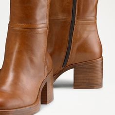 70s Boots, Brown Heeled Boots, Tan Leather Boots, To Autumn, American Casual, Heel Boot, Tan Boots, Block Heel Boots, Brown Ankle Boots