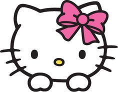 an image of a hello kitty with a bow on it's head and eyes