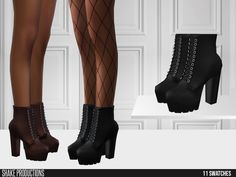 three different styles of high heeled boots with laces on the sides and heels at the bottom